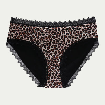 Cotton Leak Proof Period Underwear Leopard S-4XL Plus Size Menstrual Panties