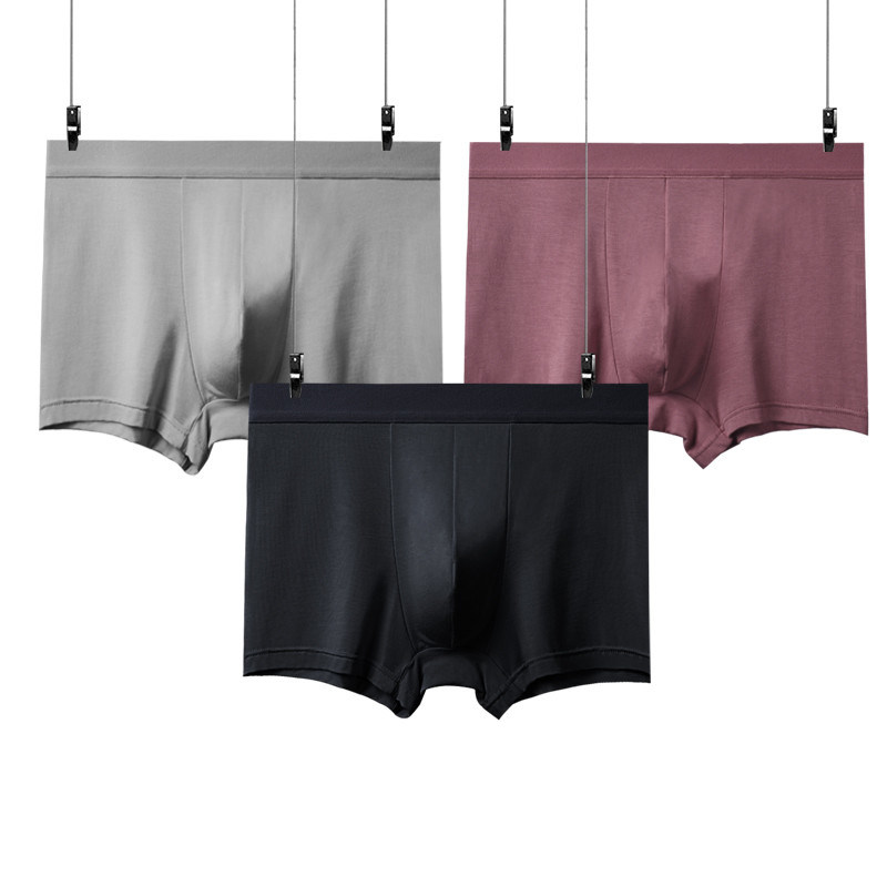 Regenerated Cellulose Mens Breathable Panties Solid Color Seamless Boxer Briefs Mens